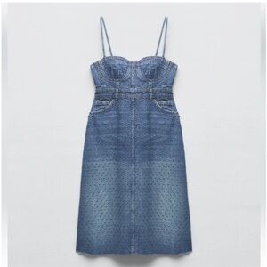 NWT Zara studded denim bustier dress